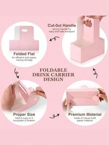 Brown&Pink Kraft Paper Flower Bouquet Gift Bags Paper Material, Handle Drink Carrier For 2 Cup Floral Wrap Packing Box Paper Holder Basket - Perfect For Valentine's, Mother's Day & Wedding Decorations, Birthday Gifts For Men, Valentine Box, Men Gift Box, Gift For Man, Gift Bags Bulk, Blue Gift Bag, Valentines, Valentine's Day, Valentines Gifts, For Mother's Day, Bridesmaid Gifts, Graduation Gifts, Birthday Gifts, Wedding Gifts,Birthday,Bride,Wedding