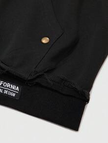 PAVTROS 男士街头时尚和嘻哈风格运动衫连帽衫，针织连帽运动衫运动衫，针织运动服，拉链和铆钉装饰，极简主义设计，独特风格，街头文化，年轻时尚，休闲舒适，简约别致，节日礼物，中性男士黑色拉链连帽衫黑色拉链连帽衫夹克拉链连帽衫带古铜色补丁男士街头风连帽衫宽松拉链连帽衫 - 黑色 - 查看 6