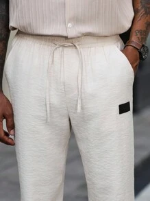 Manfinity Homme Men's Casual Solid Color Tapered Pants - Apricot - View 5