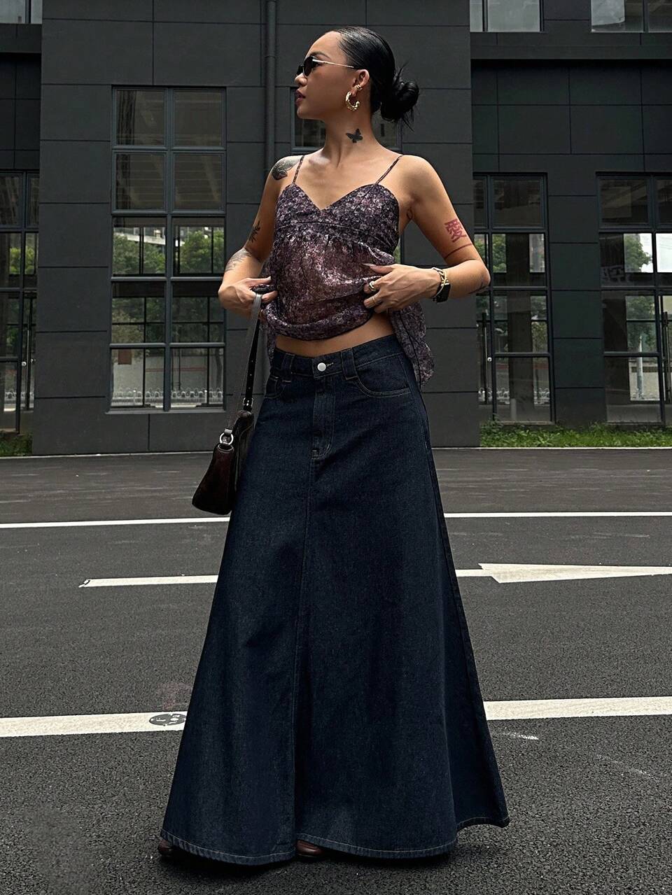 Women's Solid Color Minimalist Casual Denim Skirt Jeans Skirt