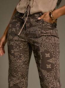 MUSERA 低腰佩斯利印花喇叭牛仔裤，西部乡村风，秋季街头服饰，节日优雅，Y2K性感可爱，90年代中西部秋季时尚春夏款 - 彩色 - 查看 5