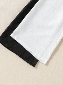 2 piezas Pantalones anchos con volantes casuales, versátiles para vacaciones, playa, campo y uso diario para niñas - Multicolor - Ver 6