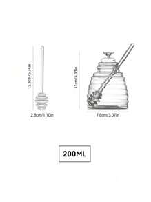 1pc Glass Honey Jar With Dipper And Lid Glass,Honey Pot With Dipper And Dustproof Lid For Home Kitchen - Clear - View 14