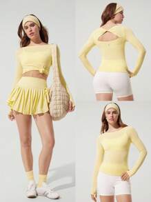 GLOWMODE 莫代尔后背打结长袖T恤 - French Vanilla - 查看 9