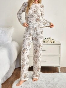 EURMUSE Cotton Women PLUS SIZE 2 Pcs Floral Pattern Homewear Set - Multicolor - View 5