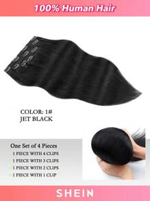 4PCS Clip In Hair Extensions Real Human Hair, Remy Human Hair Extensions Clip Ins For Women, Natural Human Hair, 70g-80g - S1 - View 3
