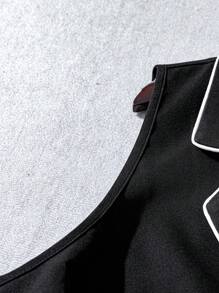 GlowEve CURVE 大码女式黑色无袖秋季通勤优雅拼接白色时尚休闲夹克