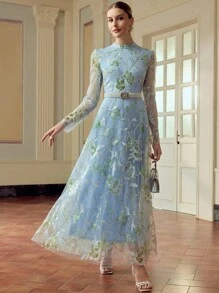 ZEYLAH Váy thêu sequin thanh lịch dành cho nữ - màu xanh lá - Xem 6