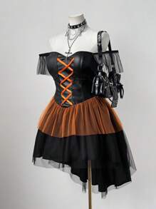 Sunspun Plus Size Women Halloween Witch Dress - Multicolor - View 6