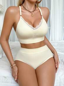 SHEIN 6pcs Women Lace Patchwork Lingerie Set - Multicolor - View 5