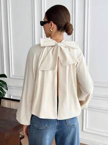 Serisse 女士优雅灯笼袖系带开衩衬衫女士休闲套装，秋季女装，返校装，乡村音乐会，商务休闲女装，女士教师装，女士约会之夜，女士生日，女士早午餐，西方女装，商务休闲女装