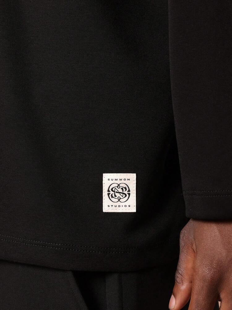 Oversized Long Sleeve Polo Shirt With Minimal Design