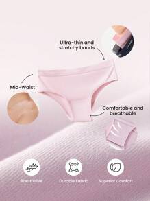 LUVLETTE Bộ 3 quần lót nữ hở lưng cơ bản bằng cotton thoáng khí - Màu pastel phù hợp cho bé gái tuổi teen & trẻ em - Nhiều màu - Xem 2