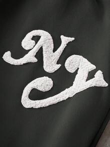 PAVTROS Manfinity Streetrush Men's Light Color New York Letter 3D Embroidered Sweatpants - Dark Grey - View 2