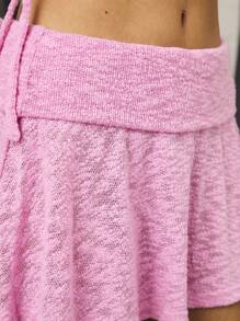 COUREZ 低腰针织翻边迷你裙/Y2K外出穿搭可爱性感度假装扮女装