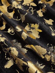 SHEIN MOD 大码复古黑色天鹅绒烫花长裙、派对礼服、闪亮面料、女士夏/秋装连衣裙、生日礼服、优雅派对礼服、女士生日礼服、派对、万圣节服装