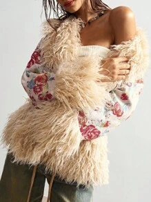 Bohemela 女士休闲波西米亚风度假梭织常规夹克，秋冬 - 杏色 - 查看 3