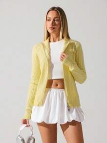 Fluxe 女士休闲百搭纯色双拉链开衫