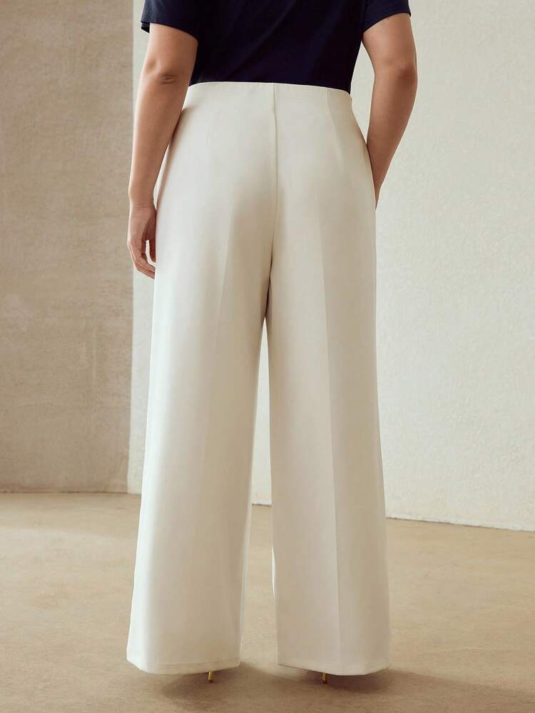 PLUS SIZE PINTUCK SLANT POCKET SUIT PANTS WINTER FALL AUTUMN