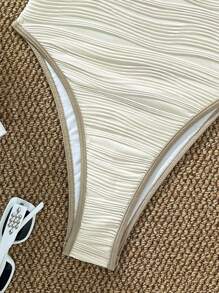 Vaytide 女士度假派对海滩专用面料细肩带露背连体泳衣夏季 - 杏色 - 查看 8