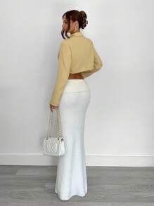 Siren Gaze 老钱风格黄色秋季女装返校冬季女装教师商务休闲女装黄色西装截短长袖向日葵金属纽扣宽松西装外套女式翻领长袖金属太阳装饰短款时尚西装外套 - 黃色 - 查看 3