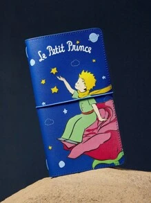 LE PETIT PRINCE X SHEIN 1 件 A6 尺寸 PU 皮革旅行笔记本，附带 2 个替换笔记本，DIY 友好，适合旅行计划、日记、记笔记，适合男士、女士、学生，尤其适合旅行，小王子，B612 星球，玫瑰，爱，月亮和星星 - 藍色 - 查看 3