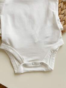 SHEIN Baby Girl Casual Knitted Solid Color Bodysuit Camisole  3pcs/Set With Snaps