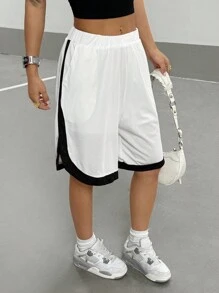 StreetHx 女式夏季松紧腰口袋网眼短裤 - 白色 - 查看 4