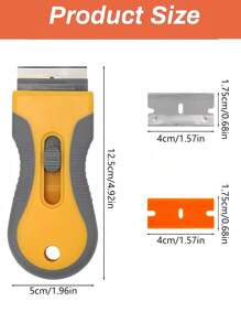 1set Razor Blade Scraper, Glass Scraper Scraping Tool With 10PCS Steel &10pcs Plastic Extra Blades For Removing Stickers, Papers, Food Residue, Paint, Glue From Oven, Window - Multicolor - View 2