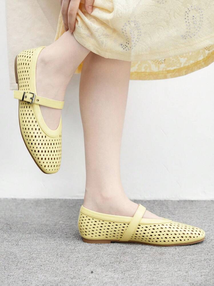 CUCCOO BIZCHIC Women's Fashion Commuter Versatile Casual Mary Jane Flat Shoes For Christmas Spring Shoes - Yellow - View 6
