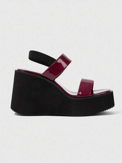 Grunge Punk Women's Fashion Versatile Peep Toe Platform Sandals, 10cm High Chunky Heel, Roman Style, Black