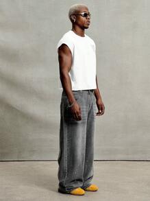 PAVTROS Manfinity Streetrush Men's Street-Style Popular INS Matching Spider Web & Heart Embroidered Top, Everyday Wear, Boyfriend/Husband Gift, Anniversary Gift, Fashionable Loose Fit, 2000s Style - White - View 5