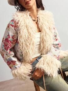 Bohemela 女士休闲波西米亚风度假梭织常规夹克，秋冬 - 杏色 - 查看 6