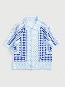 ROMWE MEN Street Life Cardigan hidrosolubil pentru bărbați, top tricotat Vacation