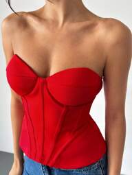 Firerie Top elegant pentru femei, primăvară/vară, culoare solidă, cu camisol, topuri de primăvară, top cu cupe, ținute de primăvară, top roșu, concert country, ținute rave pentru festivaluri în Hawaii, naveta, casual zilnic, romantism, Ziua Îndrăgostiților, absolvire, sezonul nunților, Ziua Profesorului, întâlniri