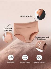 LUVLETTE 3条装透气棉质基础款高腰三角裤女士内裤套装 - 舒适 - 彩色 - 查看 3