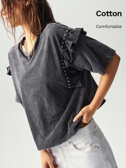 Bohemela 大码宽松休闲百搭简约女式短袖T恤