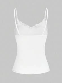 SHEIN Essnce 3 件套夏季蕾丝拼布吊带背心 - 淺灰色 - 查看 6