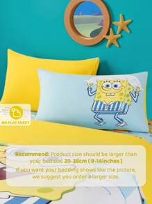SpongeBob SquarePants | SHEIN 3 件套床上用品，柔软温暖的拉绒材质，蓝色条纹卡通图案羽绒被套，适用于单人床/双人床/大号床/特大号床 - 彩色 - 查看 12