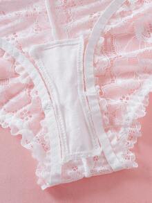 SHEIN 2pcs Women's Lace Front Closure Seamless Comfortable Lingerie Set - White - View 8