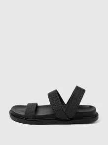 HighSole 休闲时尚舒适露趾百搭女士平底凉鞋 - 黑色 - 查看 2