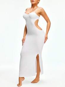 SHAPORA Camisón de media longitud con copa ajustada y cómoda para mujeres - Blanco - Ver 4
