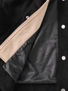 SHEIN Lässige Farbblock-Kapuzenjacke mit Reißverschluss für Teenager-Jungen, Winter, Y2k, Abschluss, Schulanfang, Cord-Oberbekleidung, Herbst/Winter schwarze Kapuzenjacken für Teenager-Jungen - Verschiedenfarbig - Übersicht 7
