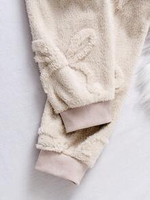 Genkimix Kids Girls' Apricot Butterfly Jacquard Velvet Long Pants And Long Sleeve Casual 2 Pieces Loungewear Set  Girls Lounge Set Soft Pajamas Set Girls Winter Sets Plush Pajama Set Fuzzy Pajama Set 8Y-12Y Fall