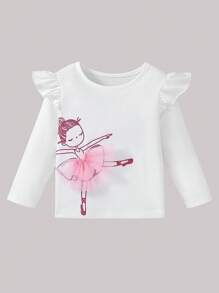SHEIN Playful Pals 4 件套女婴休闲日常百搭芭蕾薄纱裙，条纹碎花上衣，舒适柔软面料，超值多件套 - 彩色 - 查看 5