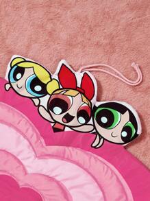 THE POWERPUFF GIRLS X SHEIN 1 件花朵、泡泡、毛茛图案防滑宠物垫/垫，适用于狗/猫床的垫子，配有固定绳，可固定在家具上，时尚，可机洗和烘干，特色 - 紅色 - 查看 3