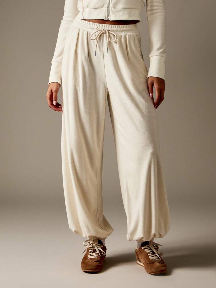 MISSGUIDED Wide Leg Balloon Jogger Pants With Elastic Cuffs Ribbed Waistband Loungewear Pleated Casual Trousers Fall Winter Streetwear Athleisure