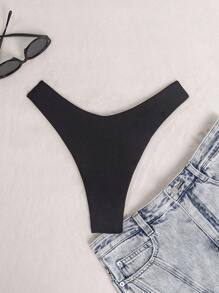 Swim Basics Bottom de bikini simple fruncido - Negro - Ver 3