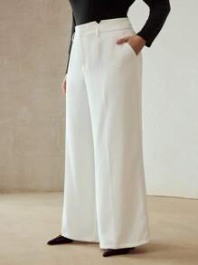 MOTF PREMIUM PLUS PRESS CREASE WIDE LEG SUIT PANTS WINTER FALL AUTUMN - White - View 1