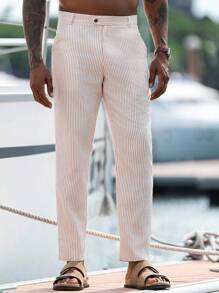 Manfinity Homme Men's Casual Striped Print Pocket Pants - Multicolor - View 3